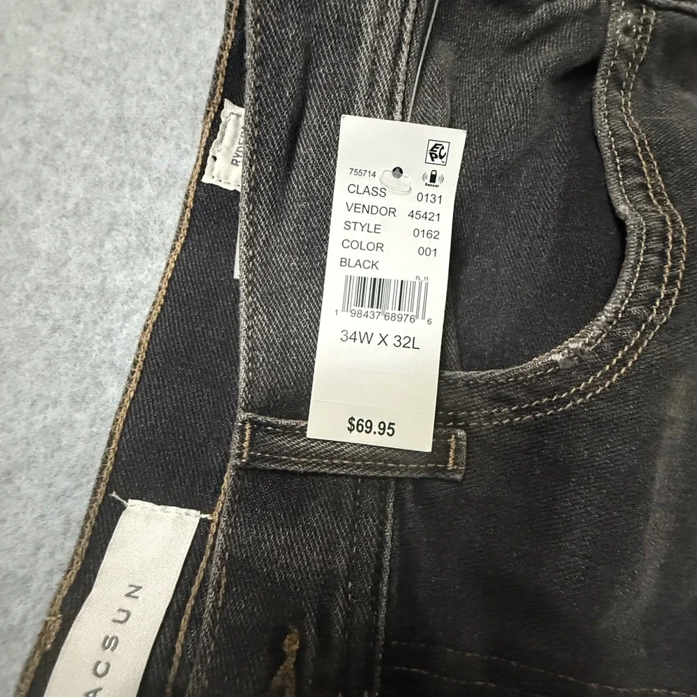 PacSun Ryder Ultra Baggy Jeans Mens 34x32 Faded Black Wide Leg Skater Grunge NWT